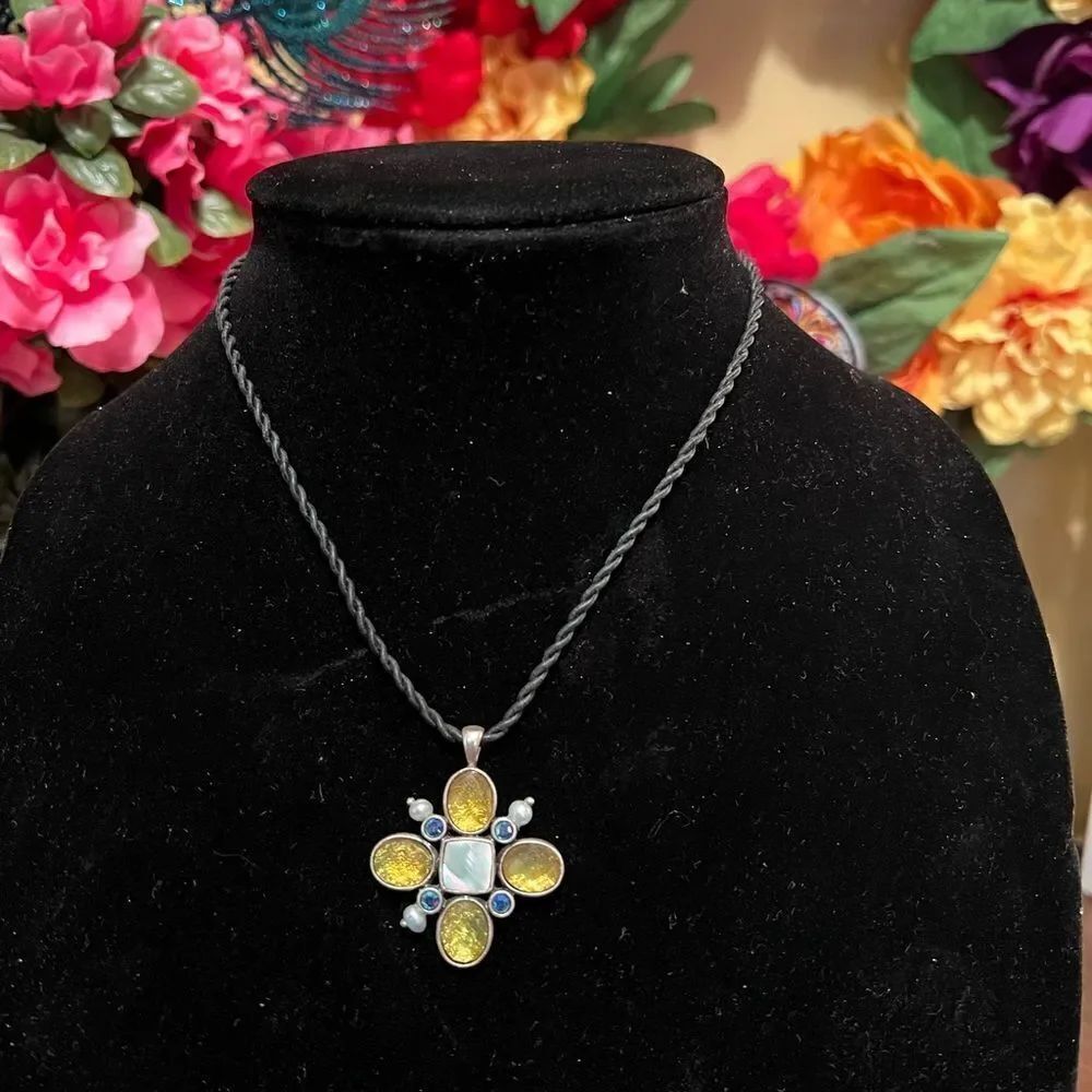 Lia Sophia glass gem floral necklace